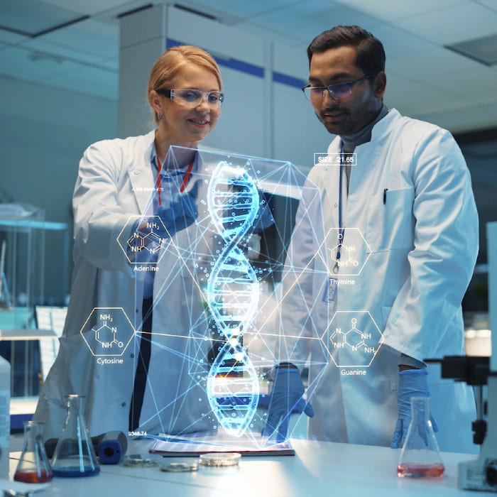 Gesundheit, Wohlbefinden und Biotechnologie – Wissenschaftler experimentieren in Laboren
