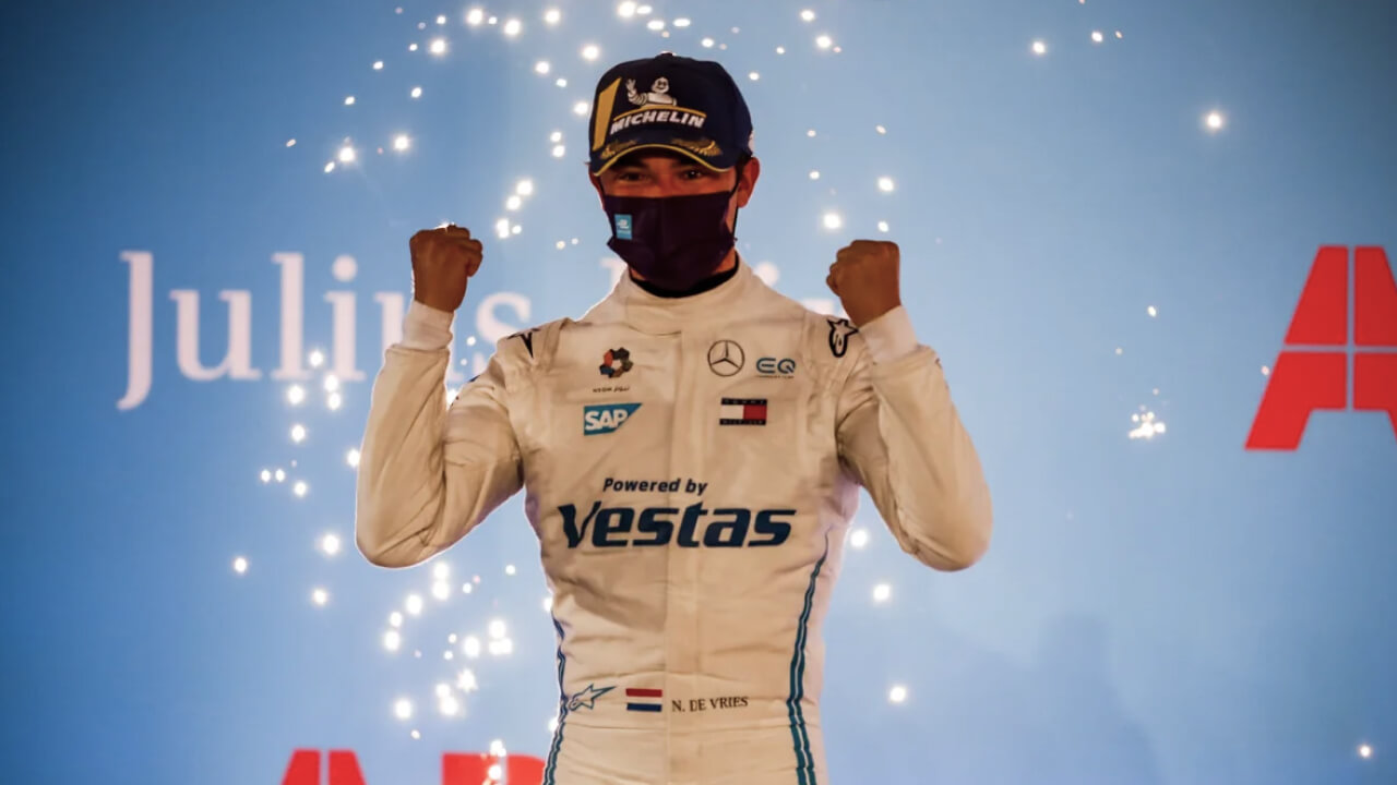 Mercedes-EQ Formula E Team Driver Nyck de Vries won the first round of the Diriyah E-Prix.