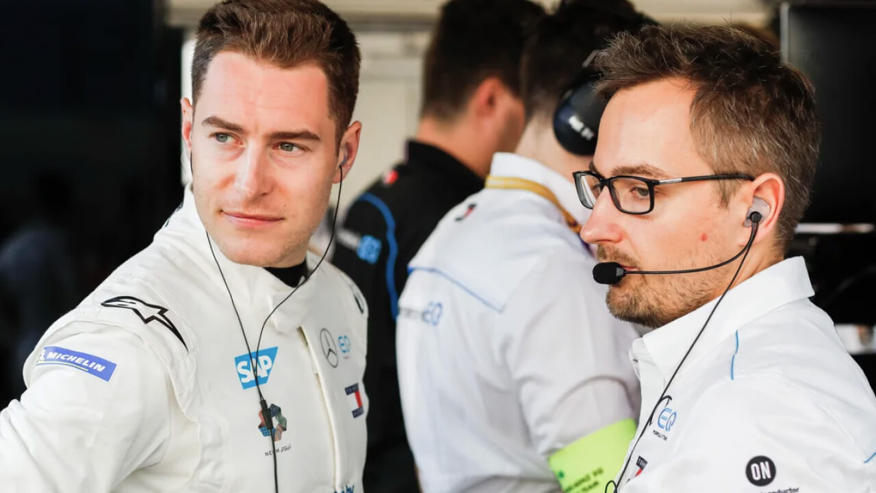 Stoffel Vandoorne, left, Mercedes-EQ Formula E Team Driver.,Stoffel Vandoorne, left, Mercedes-EQ Formula E Team Driver.