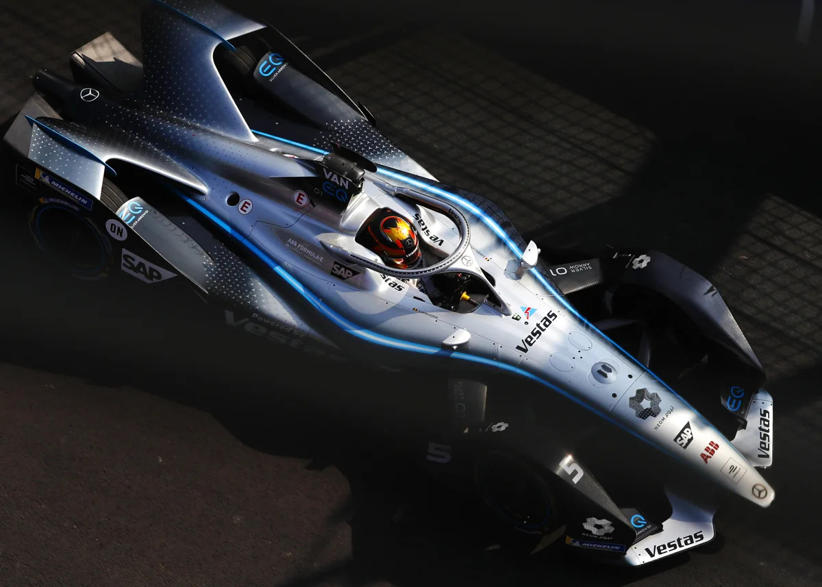 Mercedes-Benz EQ Formula E car with its driver,Mercedes-Benz EQ Formula E car with its driver