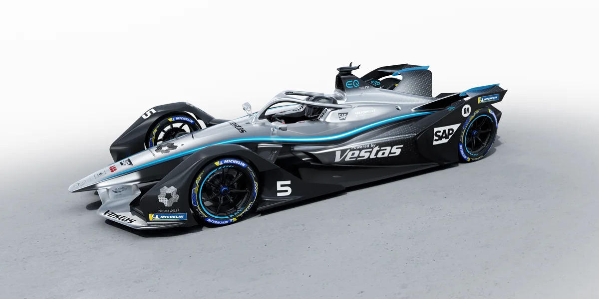 Mercedes-Benz EQ Formula E car with partners logos